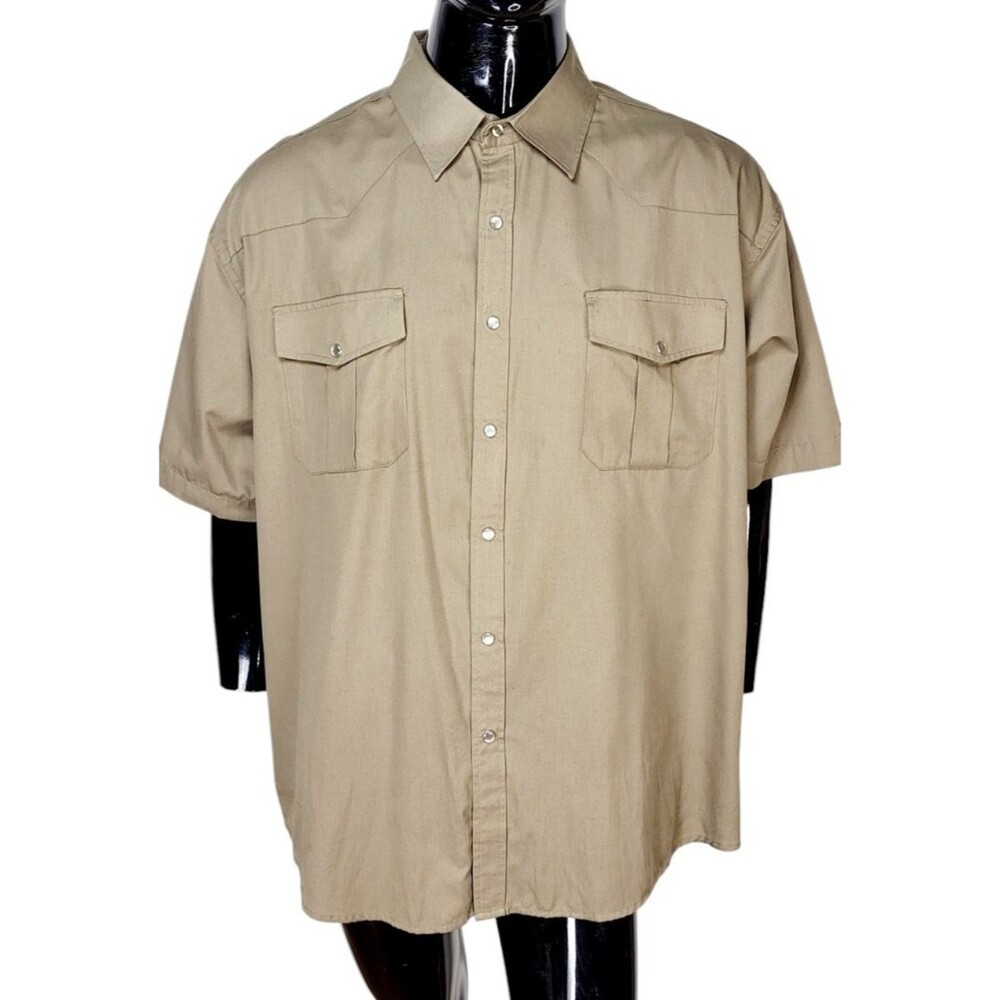 Coevals Club Western Brown Pearl Snap Causal Men's Shirt Size 3XL